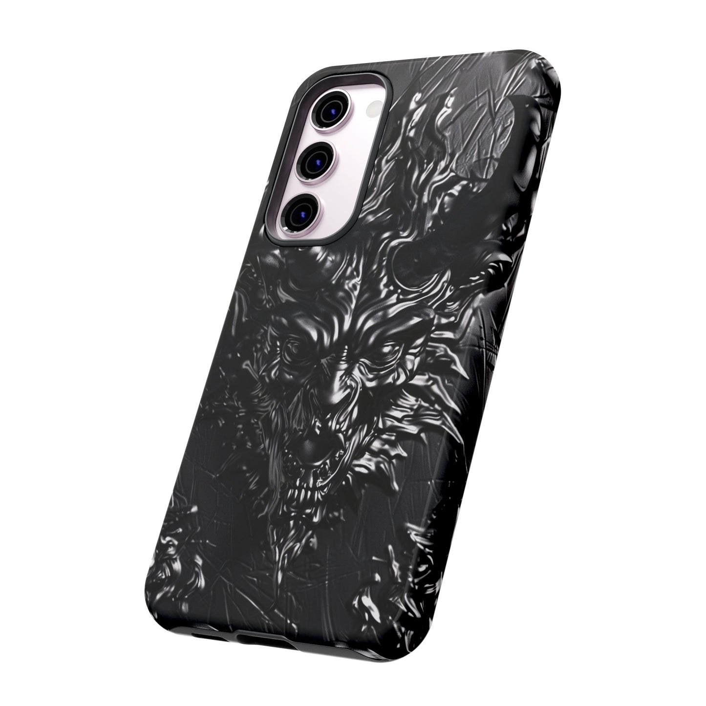 Silver Devil Phone Case – Gothic Demon Design for iPhone, Samsung Galaxy, and Google Pixel Devices