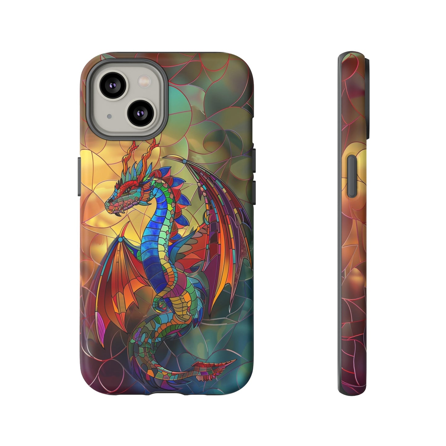 Stained Glass Dragon Phone Case - Colorful Fantasy Design for iPhone, Samsung Galaxy, Google Pixel Devices