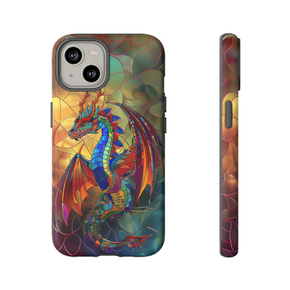 Stained Glass Dragon Phone Case - Colorful Fantasy Design for iPhone, Samsung Galaxy, Google Pixel Devices