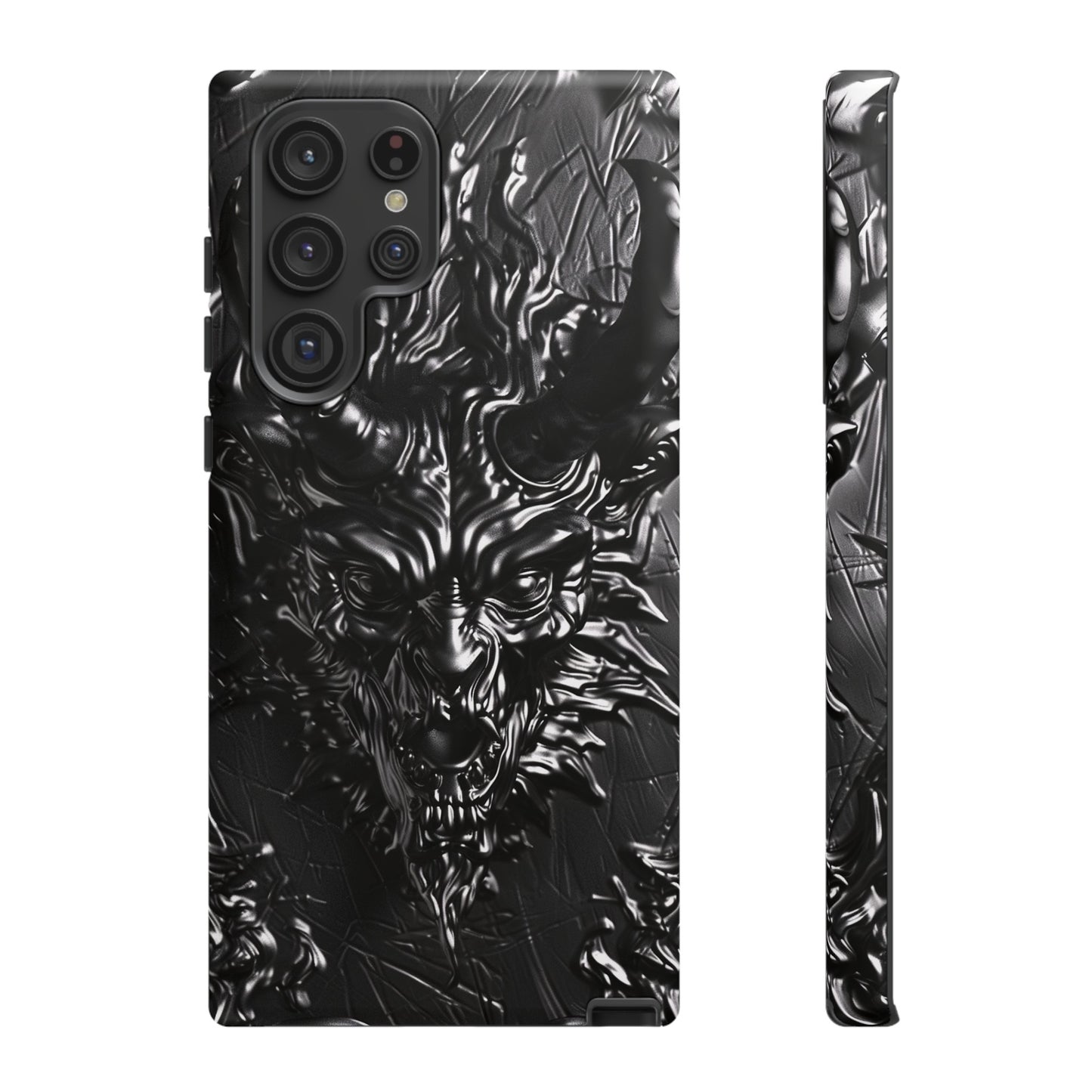 Silver Devil Phone Case – Gothic Demon Design for iPhone, Samsung Galaxy, and Google Pixel Devices