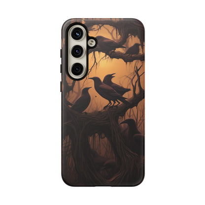 Ravens at Dusk Phone Case – Gothic Halloween Design with Edgar Allan Poe Inspired Crows for iPhone, Samsung Galaxy, and Google Pixel Devices