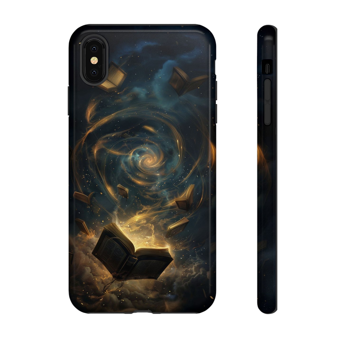 Magical Galaxy Swirling Books Phone Case - Celestial Book Lover's Gift for iPhone, Samsung Galaxy, and Google Pixel Devices