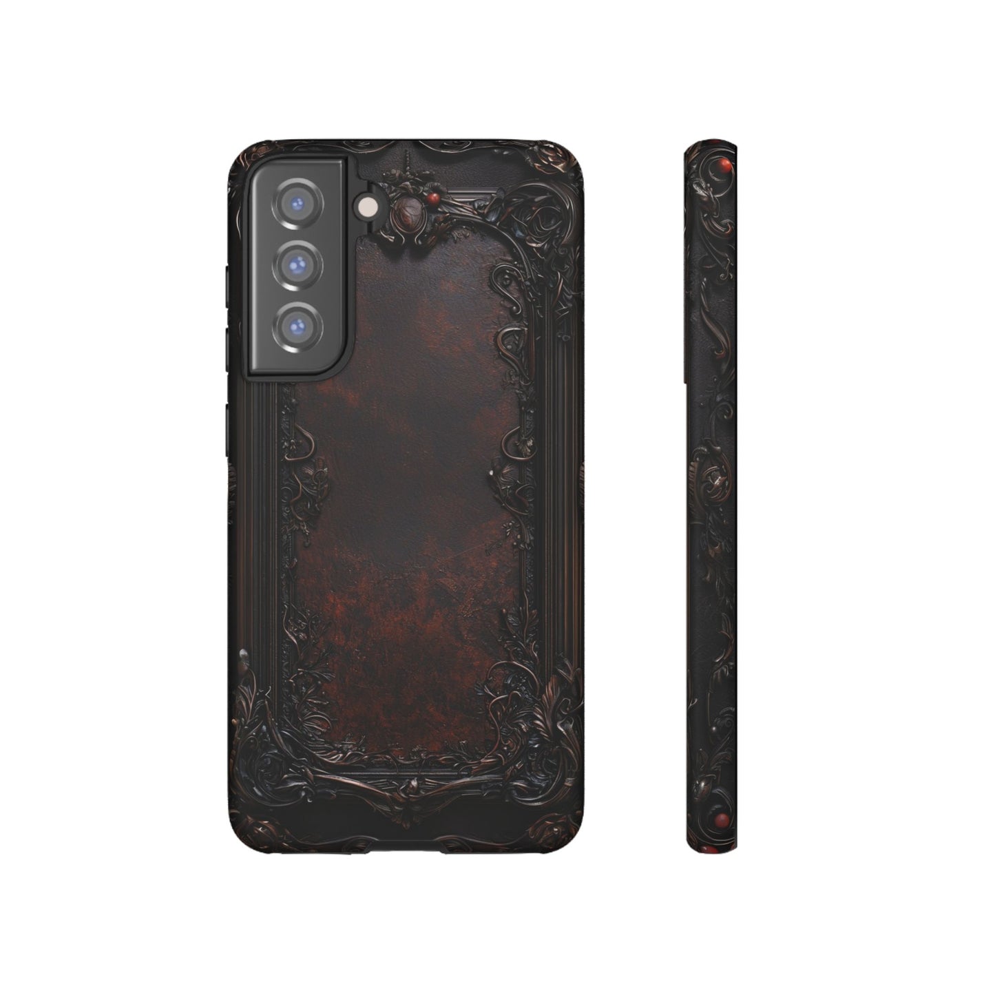 Gothic Ornate Leather-Inspired Phone Case - Dark Aesthetic Cover