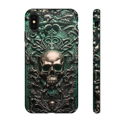 Green Skull Phone Case – Ornate Gothic Design for iPhone, Samsung Galaxy, and Google Pixel Devices