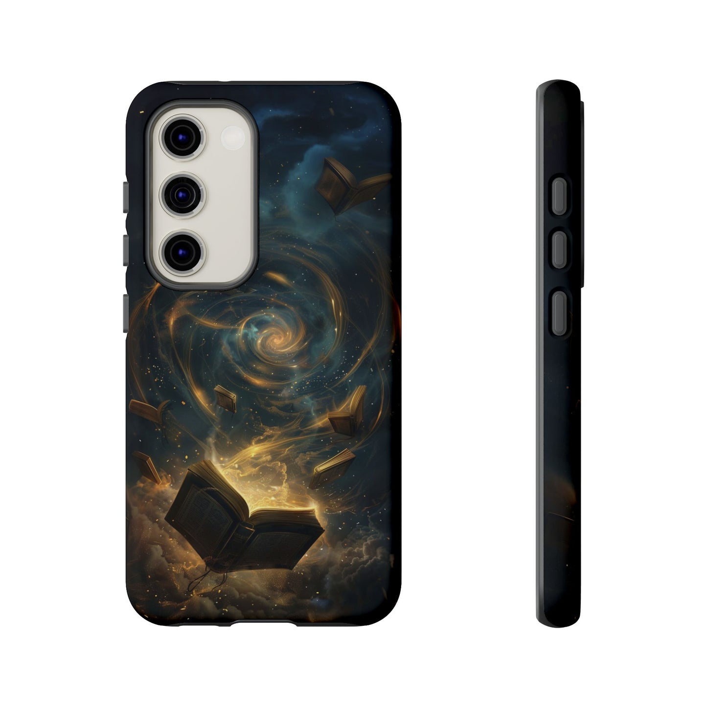 Magical Galaxy Swirling Books Phone Case - Celestial Book Lover's Gift for iPhone, Samsung Galaxy, and Google Pixel Devices