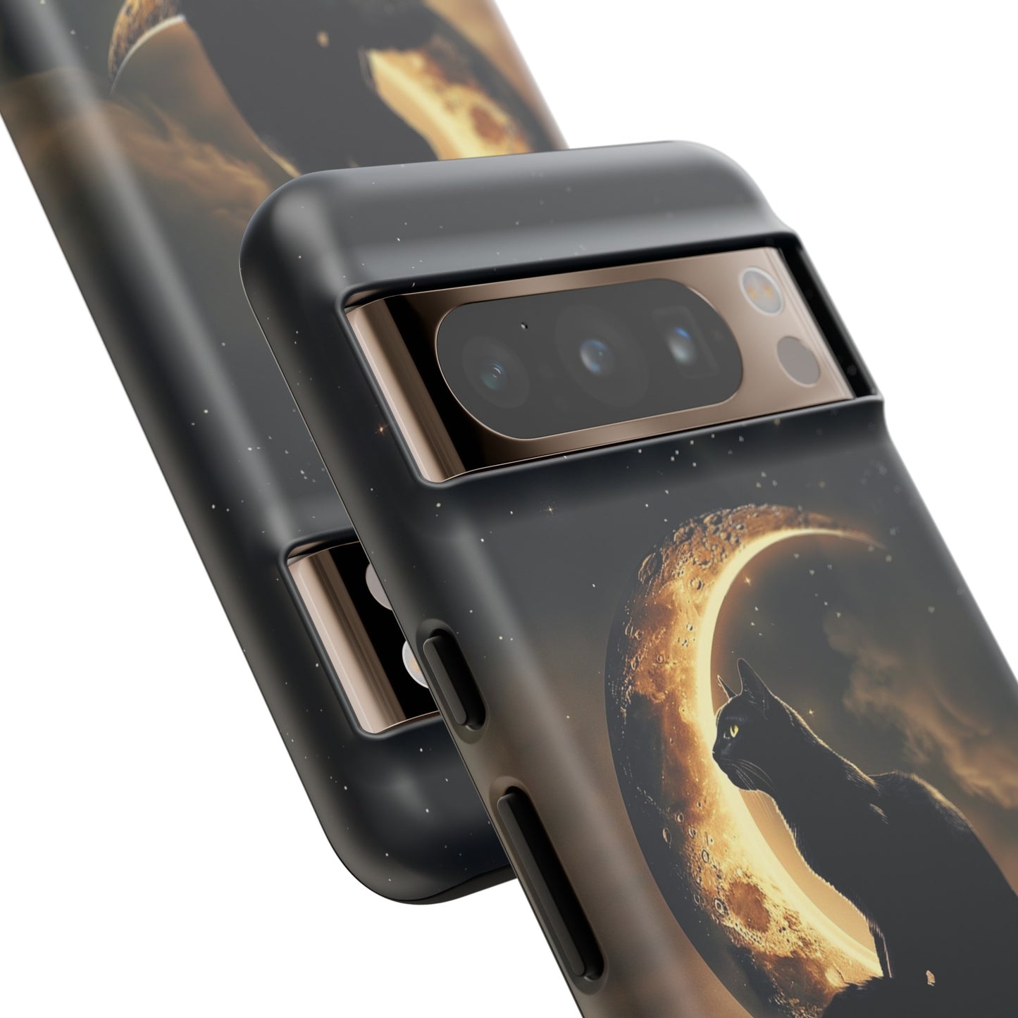 Black Cat on Crescent Moon Phone Case - Mystical Night Sky Design for iPhone, Samsung Galaxy, and Google Pixel Devices