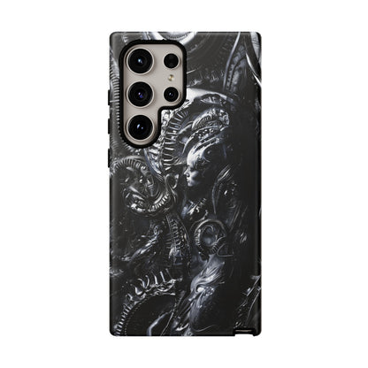 Biomechanical Transhumanism Phone Case – Alien Horror Design for iPhone and Samsung Galaxy Devices