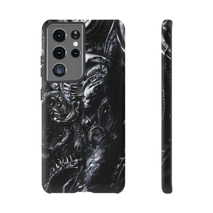 Biomechanical Transhumanism Phone Case – Alien Horror Design for iPhone and Samsung Galaxy Devices