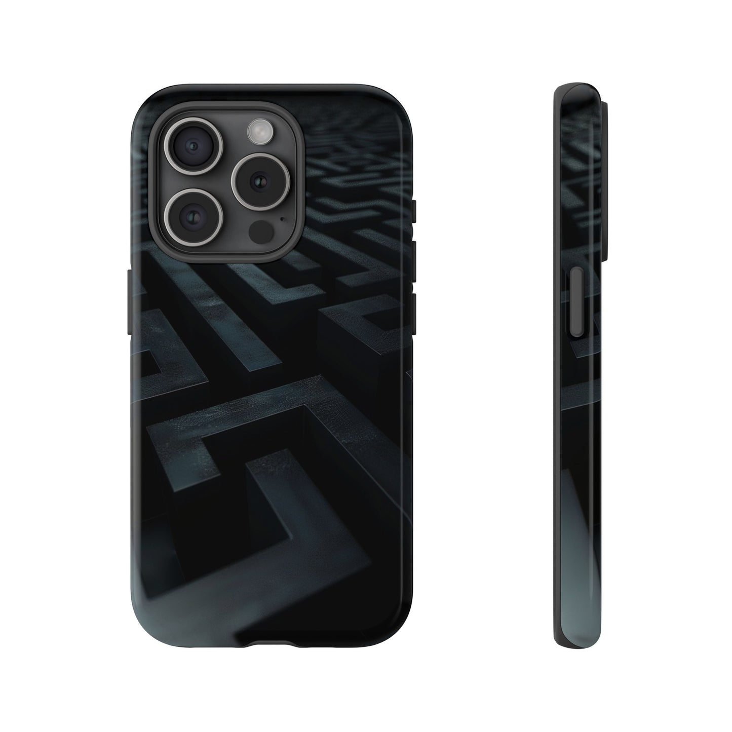 Black Maze Phone Case – Intricate Labyrinth Design for iPhone, Samsung Galaxy, and Google Pixel Devices