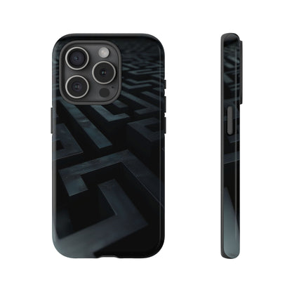 Black Maze Phone Case – Intricate Labyrinth Design for iPhone, Samsung Galaxy, and Google Pixel Devices