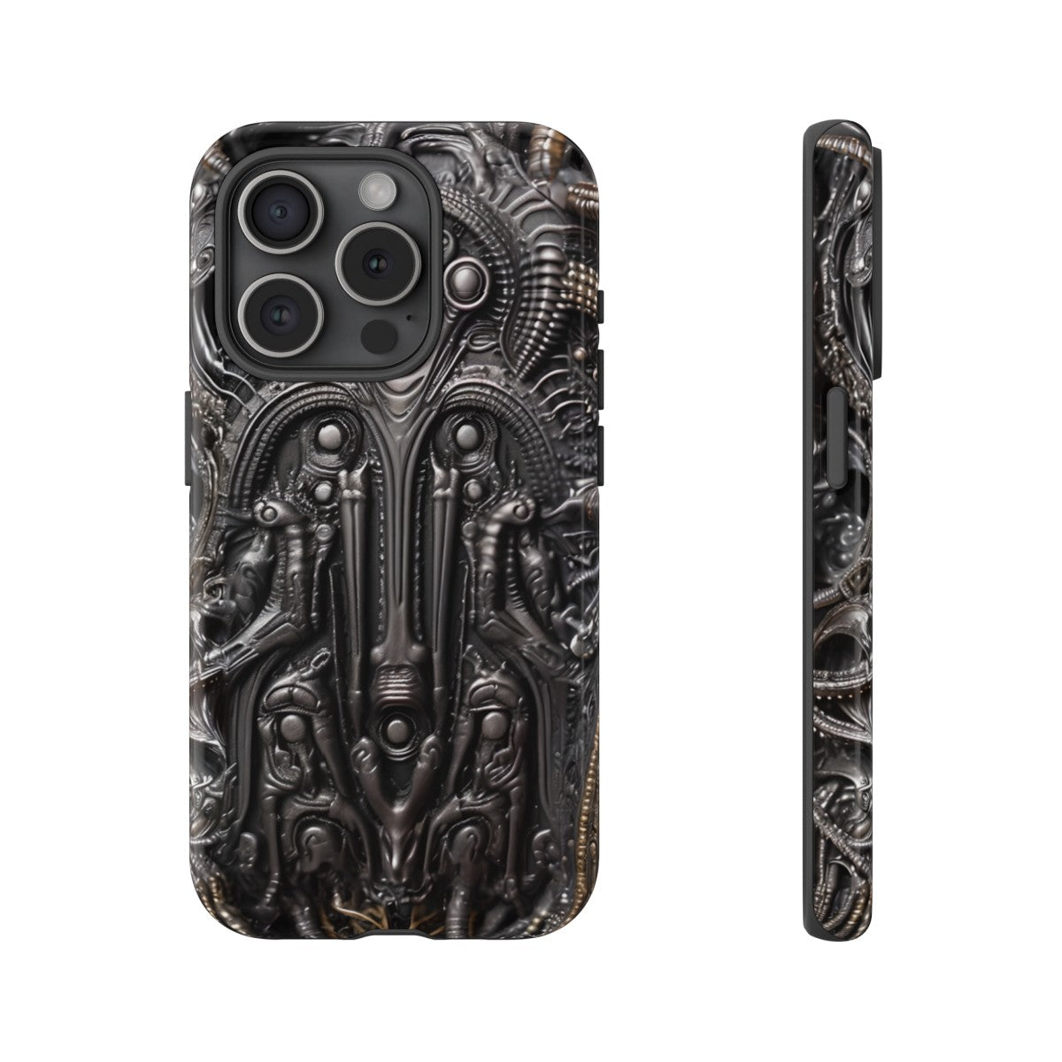 Biomechanical Horror Phone Case – Dark Sci-Fi Design for iPhone, Samsung Galaxy, Google Pixel Devices