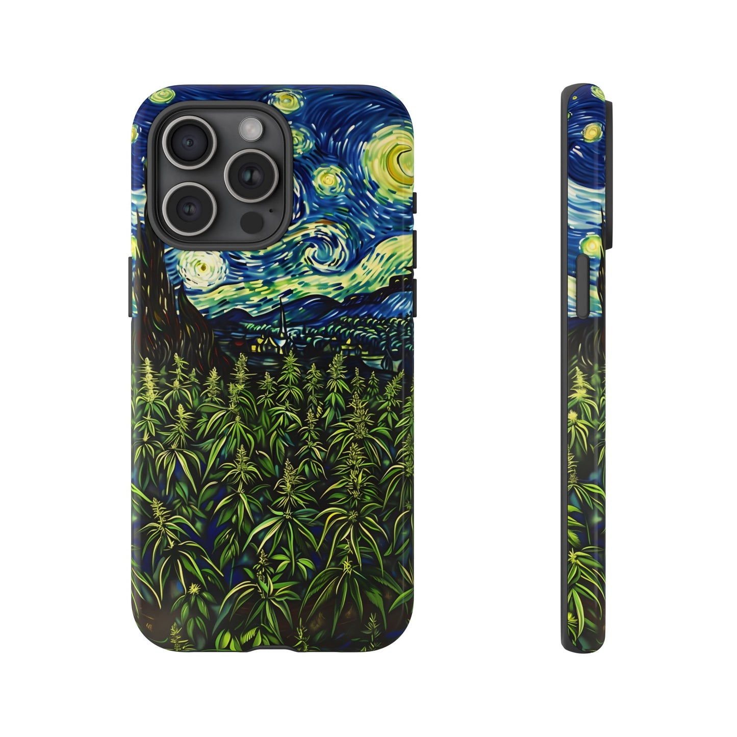 Fields of Weed Starry Night Phone Case – Artistic Marijuana Design for iPhone, Samsung Galaxy, and Google Pixel Devices