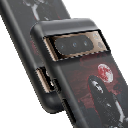 Gothic Vampire Girl Phone Case - Dark Fantasy Design with Blood Moon for iPhone,  Samsung Galaxy, and Google Pixel Devices