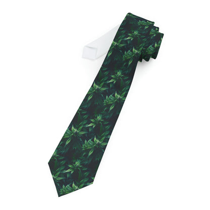 Cannabis Necktie – Green Weed Marijuana Buds Design for Stoner Formal Wear