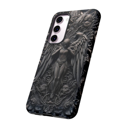 Grey Angel Phone Case – Gothic Marble Statue Design for iPhone, Samsung Galaxy, and Google Pixel Devices