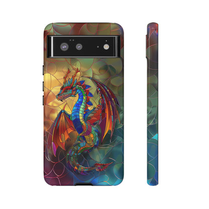 Stained Glass Dragon Phone Case - Colorful Fantasy Design for iPhone, Samsung Galaxy, Google Pixel Devices