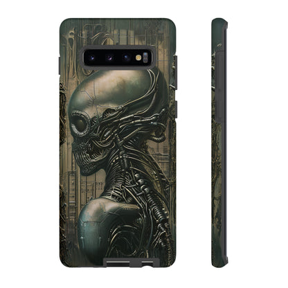 Biomechanical Android Phone Case – Futuristic Alien Horror H.R. Giger-Inspired Design for iPhone, Samsung Galaxy, and Google Pixel Devices