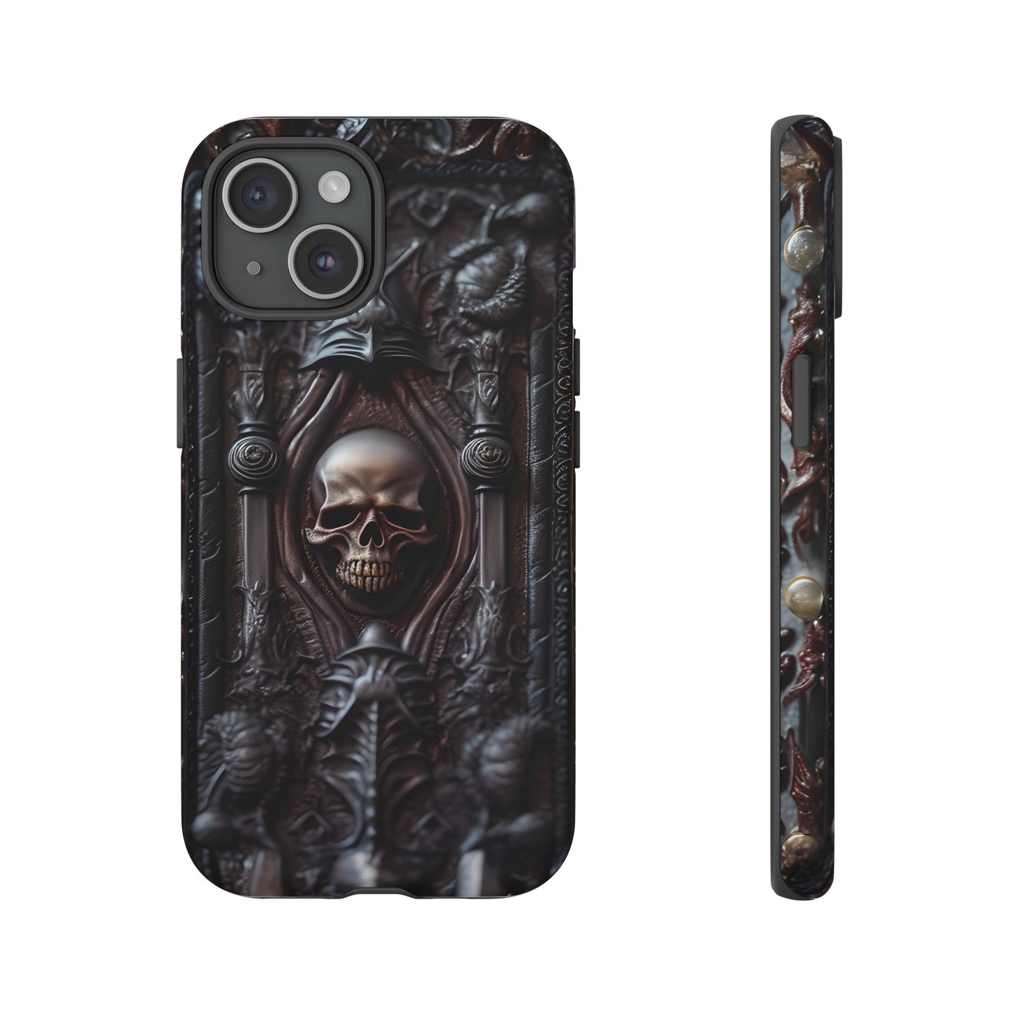 Dark Grimoire of Death Tough Phone Case – Gothic Skull Vampiric Design for iPhone, Samsung Galaxy, and Google Pixel Devices