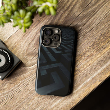 Black Maze Phone Case – Intricate Labyrinth Design for iPhone, Samsung Galaxy, and Google Pixel Devices