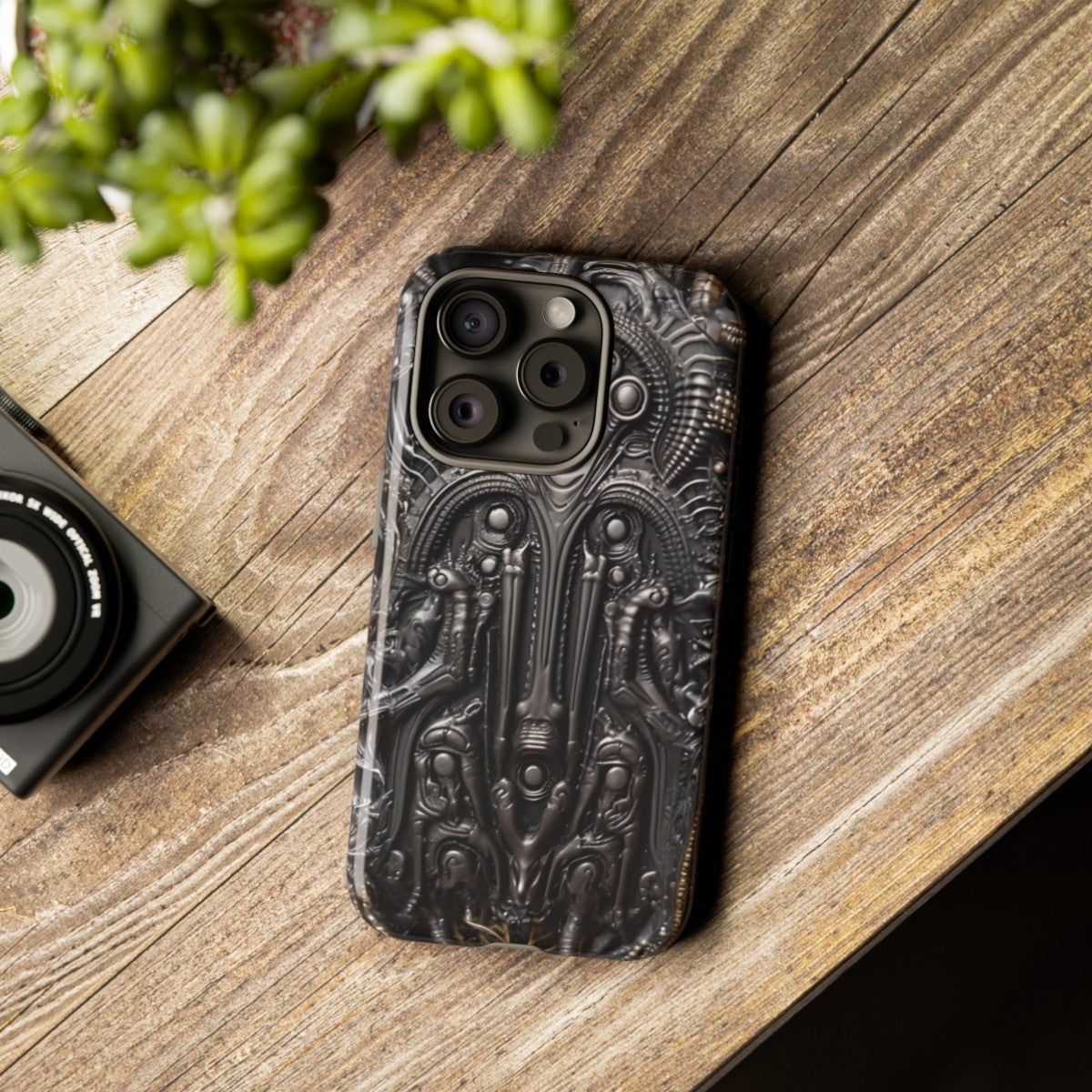 Biomechanical Horror Phone Case – Dark Sci-Fi Design for iPhone, Samsung Galaxy, Google Pixel Devices