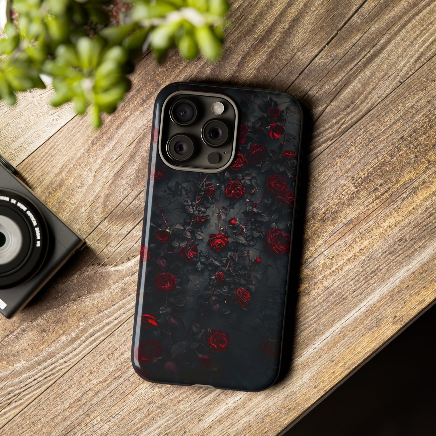 Gothic Roses Tough Phone Case – Elegant Dark Floral Design for iPhone, Samsung Galaxy, and Google Pixel Devices