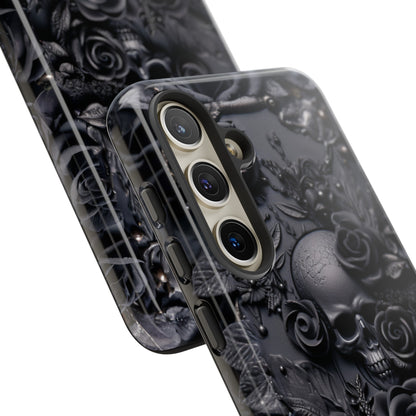 Gothic Black Roses Tough Phone Case – Elegant Dark Floral Design for iPhone, Samsung Galaxy, and Google Pixel Devices