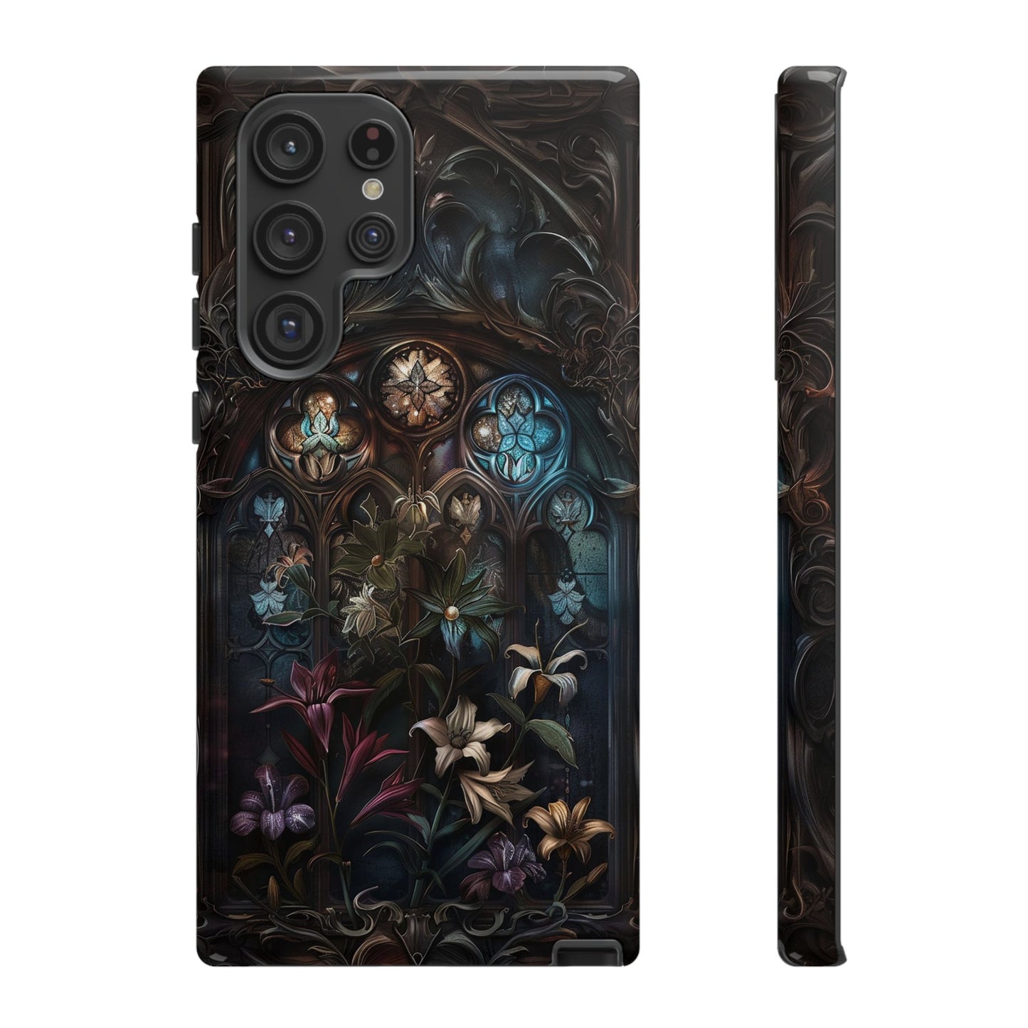 Elegant Gothic Flower Art Phone Case - Intricate Floral Design for iPhone, Samsung Galaxy, and Google Pixel Devices