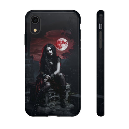 Gothic Vampire Girl Phone Case - Dark Fantasy Design with Blood Moon for iPhone,  Samsung Galaxy, and Google Pixel Devices