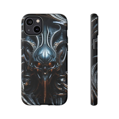 Metallic Alien Mask Phone Case – Futuristic Alien Horror Design for iPhone, Samsung Galaxy, and Google Pixel Devices