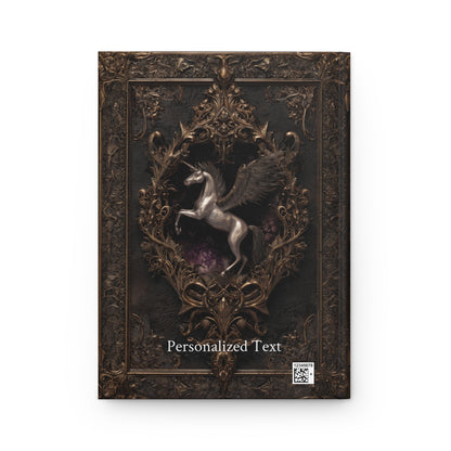 Gothic Pegasus Notebook - Fantasy Hardcover Journal with Optional Personalized Text