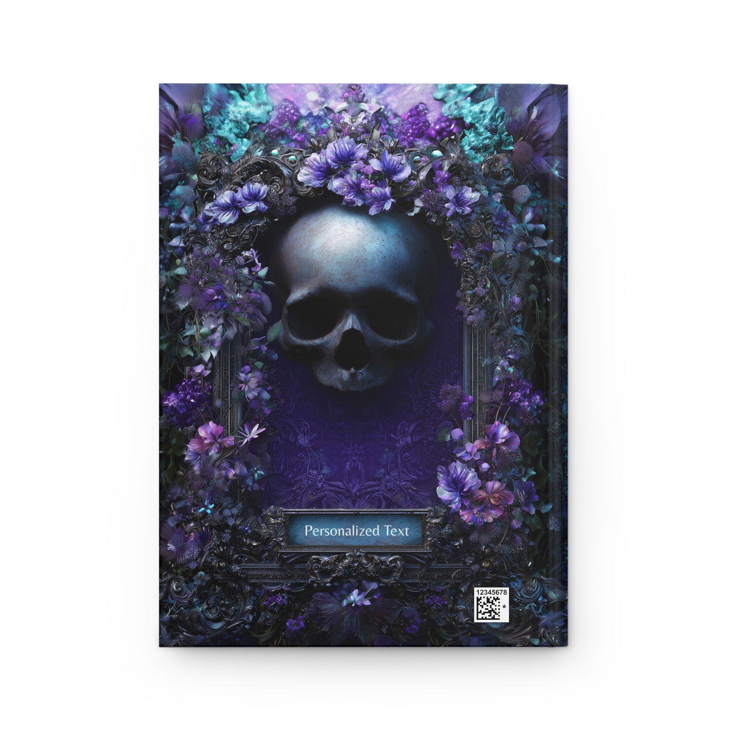 Gothic Skull & Violet Bloom Journal - Dark Floral Notebook with Optional Personalized Text