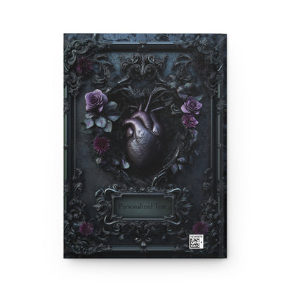Gothic Heart & Roses Journal - Dark Anatomical Notebook with Optional Personalized Text