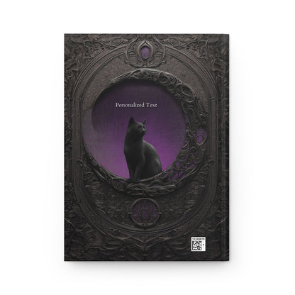 Gothic Black Cat Journal – Dark Fantasy Moon Notebook with Optional Personalized Text