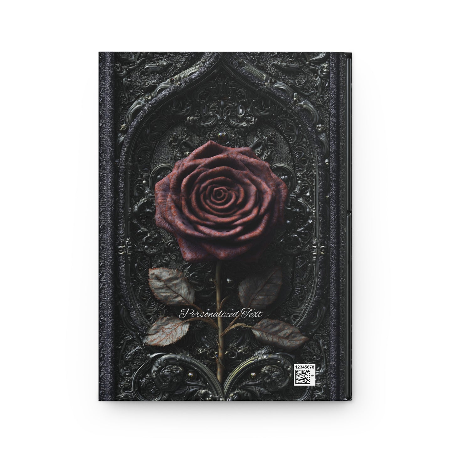 Gothic Red Rose Journal – Dark Romantic Floral Notebook with Optional Personalized Text
