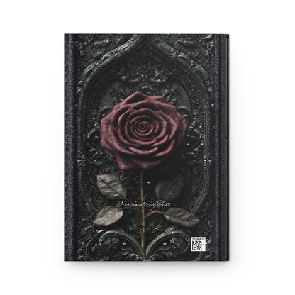 Gothic Red Rose Journal – Dark Romantic Floral Notebook with Optional Personalized Text