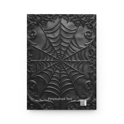 Gothic Spiderweb Journal – Dark Aesthetic Notebook with Ornate Black Web Design & Optional Personalized Text