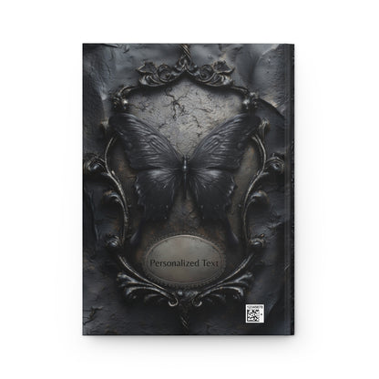 Gothic Black Butterfly Journal – Dark Fantasy Notebook with Optional Personalized Text