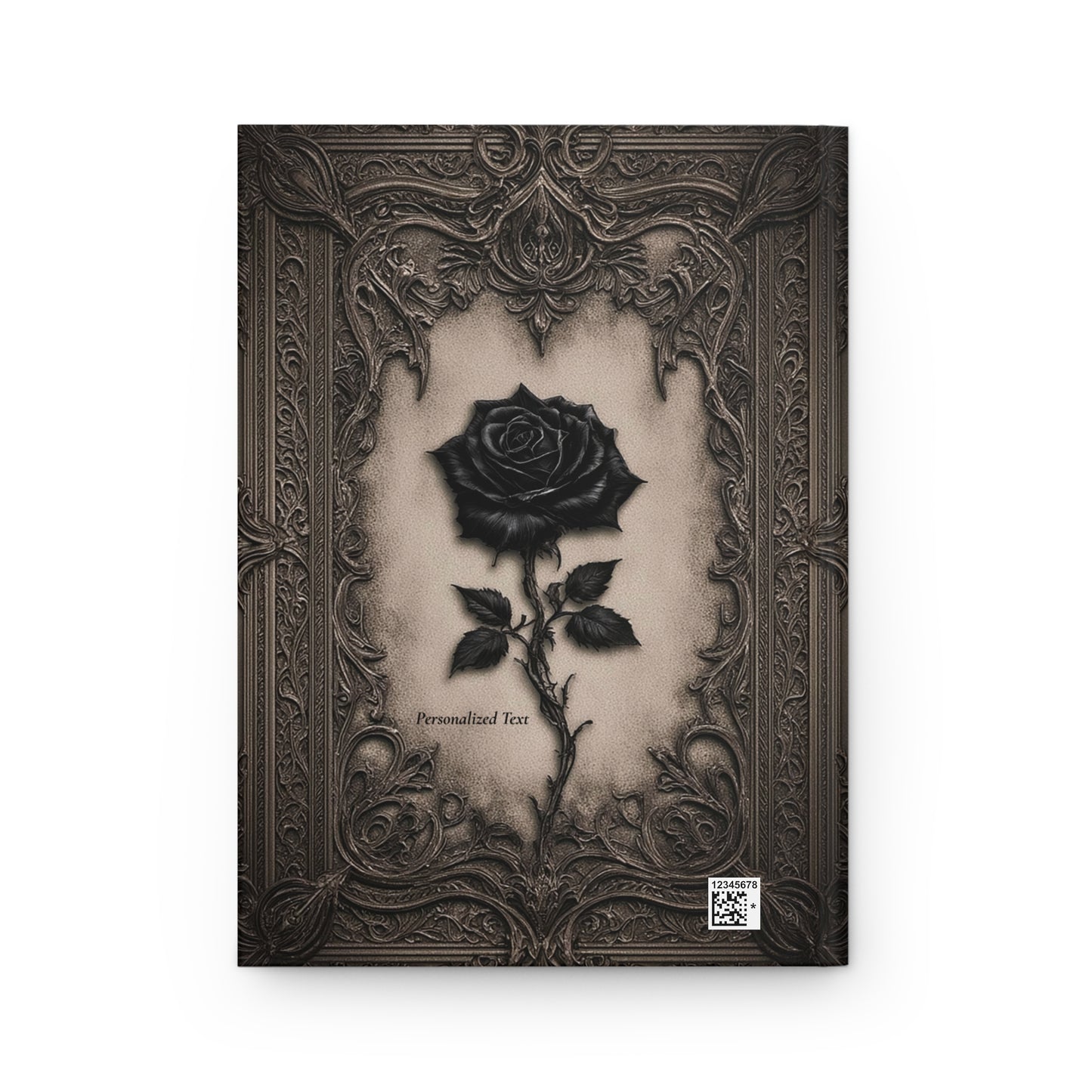 Gothic Black Rose Journal – Ornate Antique Notebook with Optional Personalized Text