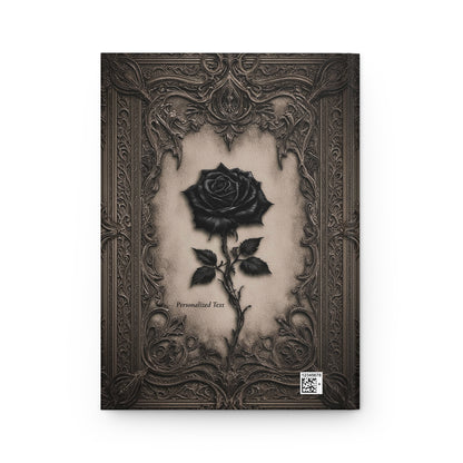 Gothic Black Rose Journal – Ornate Antique Notebook with Optional Personalized Text