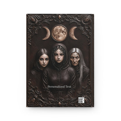 Triple Moon Goddess Gothic Journal - Wiccan Notebook with Optional Personalized Text