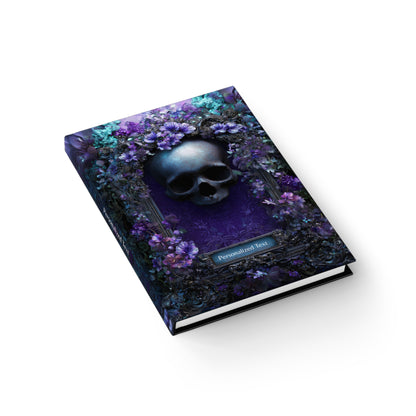 Gothic Skull & Violet Bloom Journal - Dark Floral Notebook with Optional Personalized Text