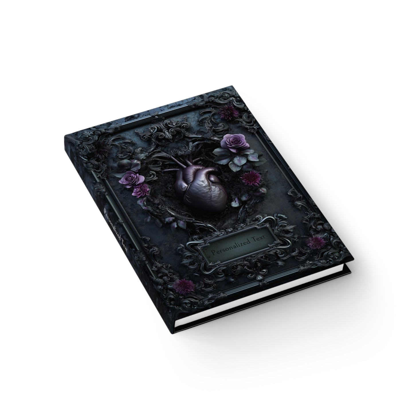 Gothic Heart & Roses Journal - Dark Anatomical Notebook with Optional Personalized Text