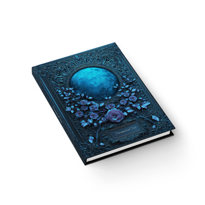 Blue Moon Gothic Roses Journal - Celestial Floral Notebook with Optional Personalized Text
