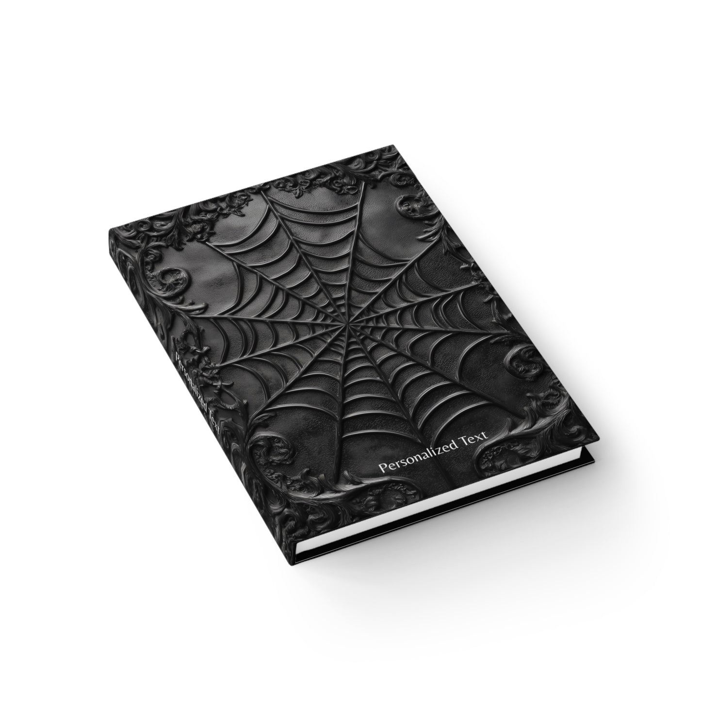 Gothic Spiderweb Journal – Dark Aesthetic Notebook with Ornate Black Web Design & Optional Personalized Text