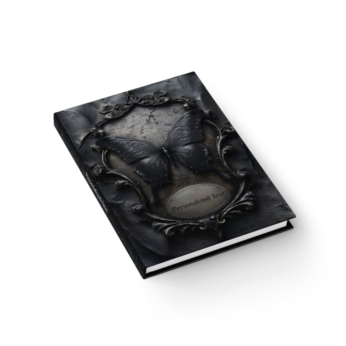 Gothic Black Butterfly Journal – Dark Fantasy Notebook with Optional Personalized Text