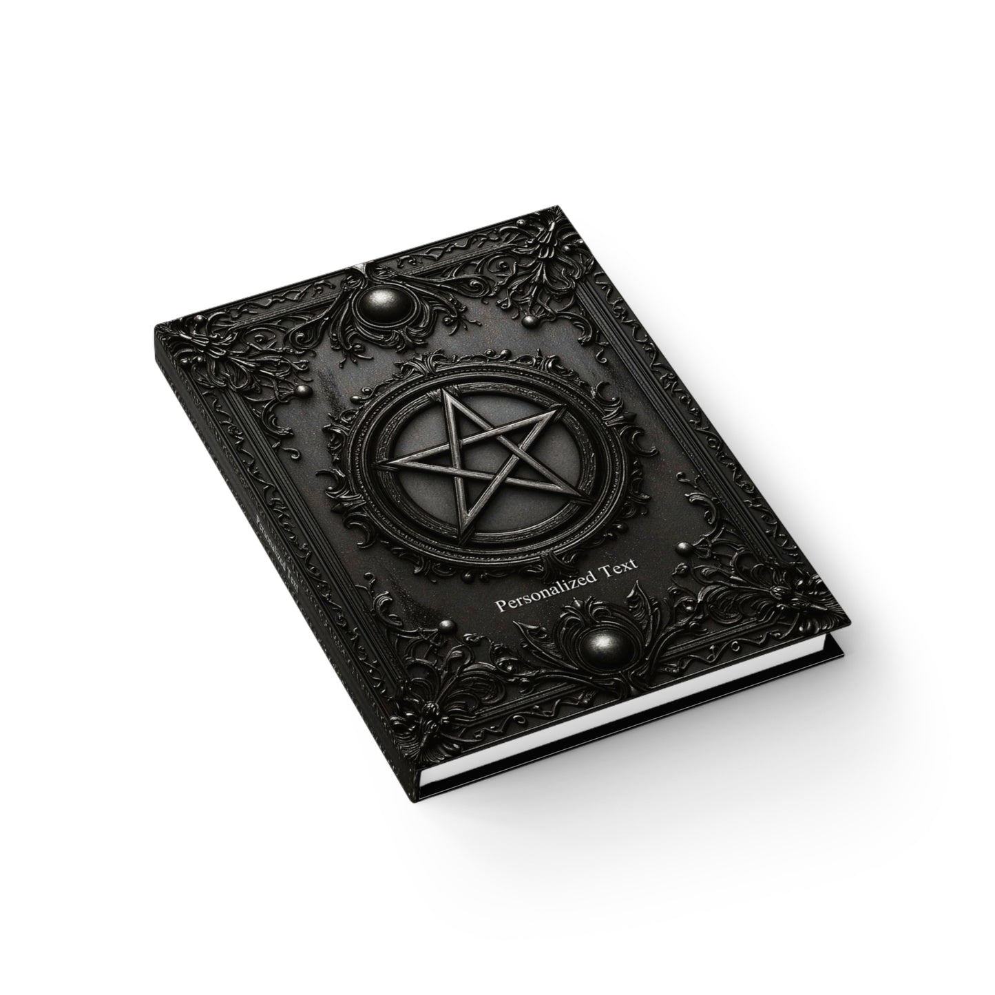 Black Pentagram Gothic Journal - Witchcraft Notebook with Optional Personalized Text