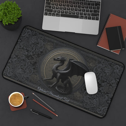 Black Gothic Dragon Desk Mat – Personalized Medieval Fantasy Desk Pad for Office or Gaming