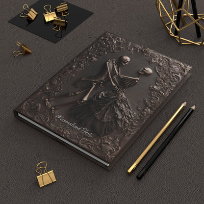 Eternal Dance of Bones Journal - Gothic Skeleton Couple Notebook with Optional Personalized Text