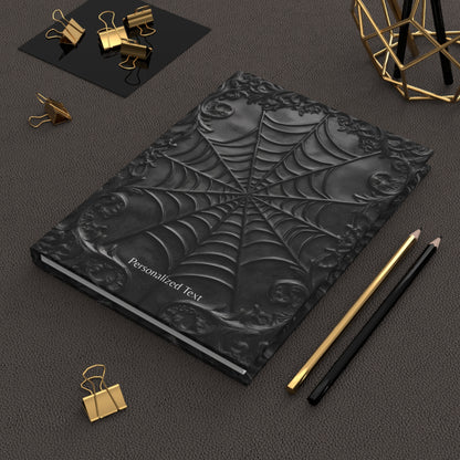 Gothic Spiderweb Journal – Dark Aesthetic Notebook with Ornate Black Web Design & Optional Personalized Text
