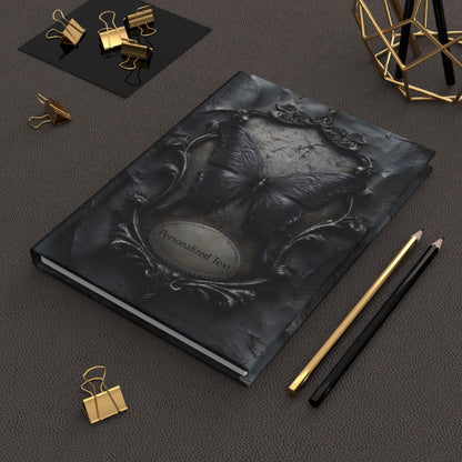 Gothic Black Butterfly Journal – Dark Fantasy Notebook with Optional Personalized Text
